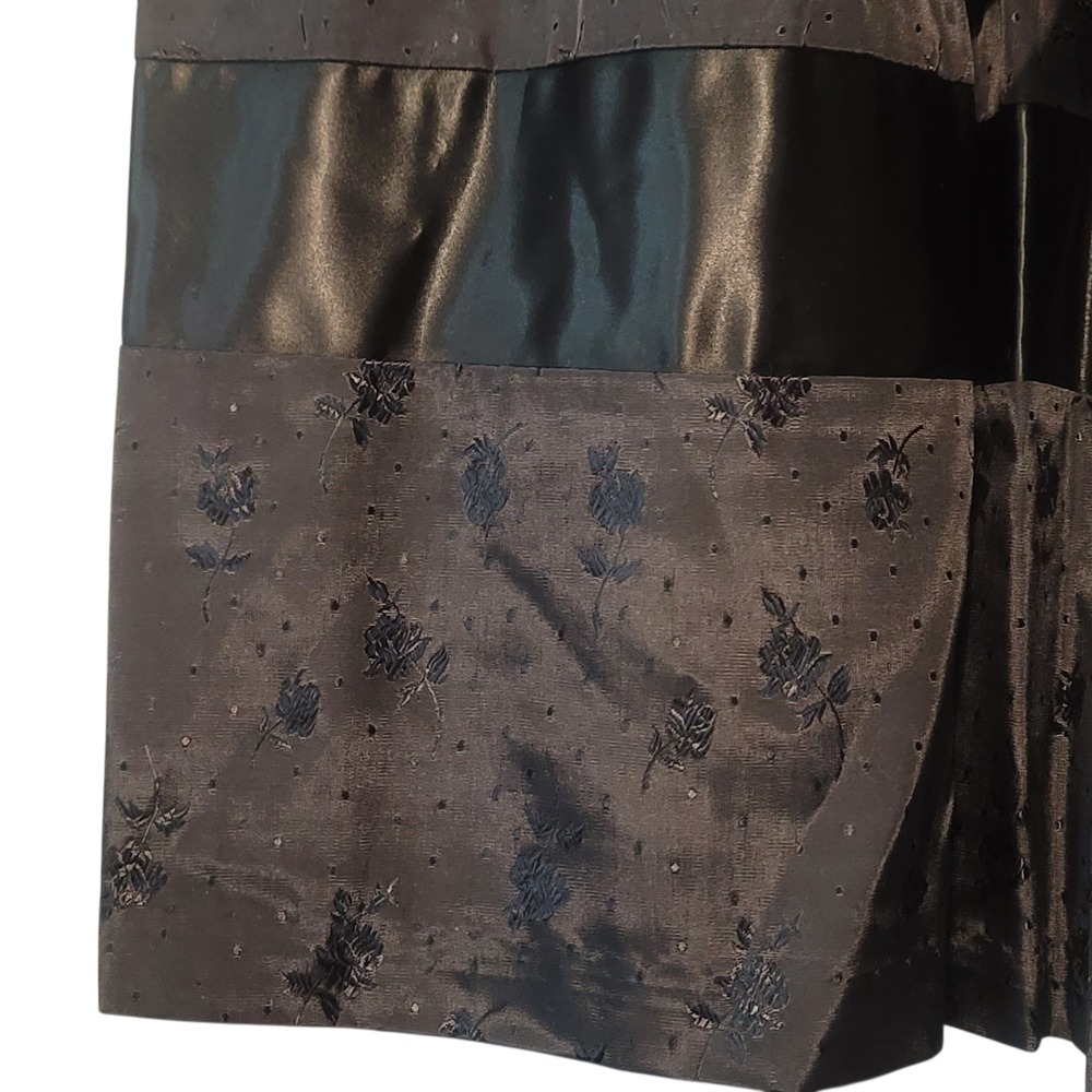 Vintage Christie Evan Ltd Black Floral Jacquard Satin Ribbon Midi Skirt Sz 13‎ - Picture 4 of 9